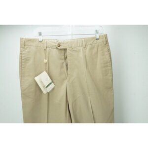 Borrelli Solid Khaki Brown 100% Cotton Pants Trousers Sz 50 EU NEW